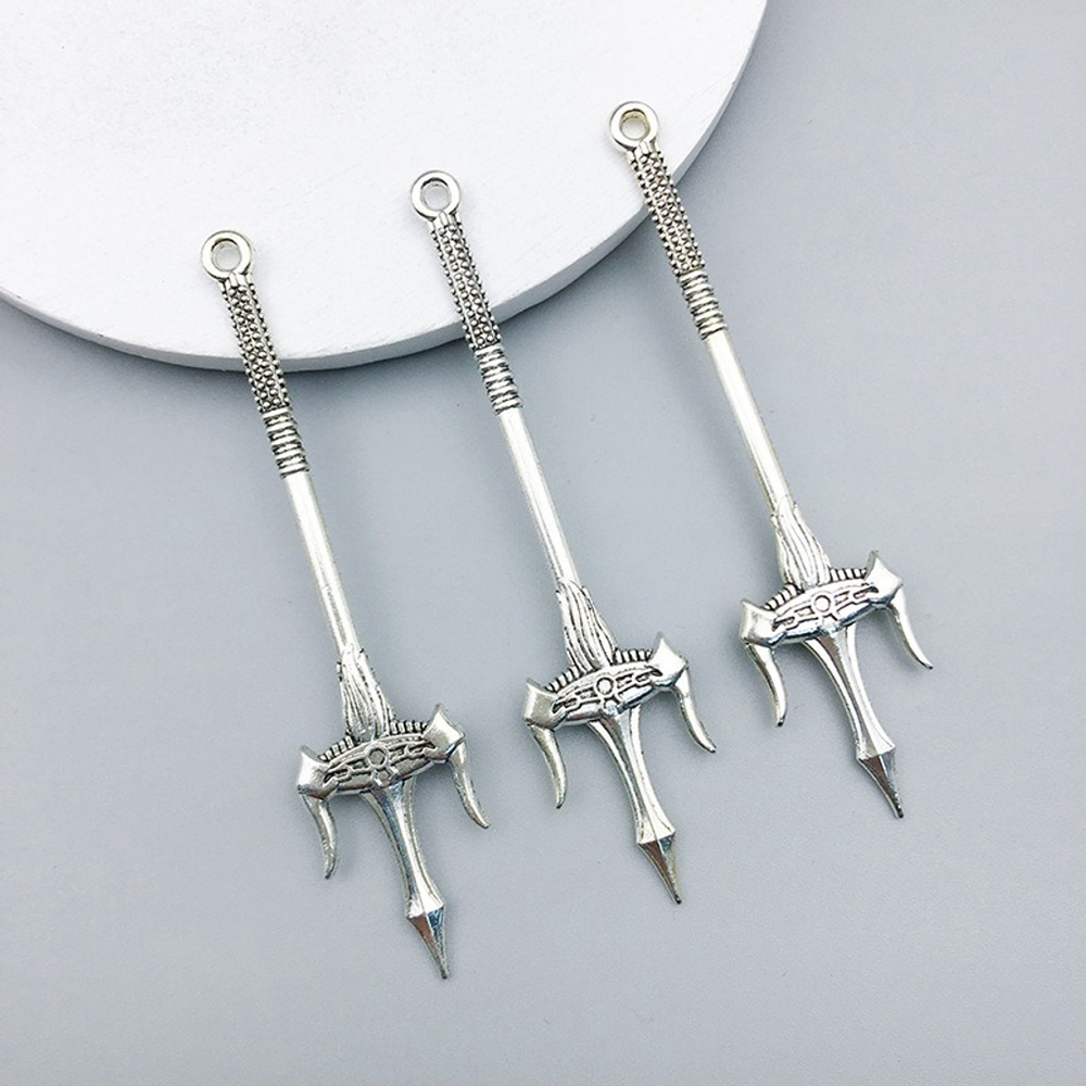 Mythical Twin Trident Blades Alloy Pendant Charm for Jewelry & Cosplay NWT